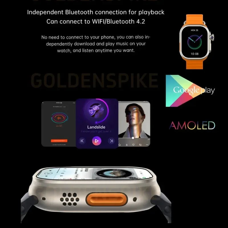 Scheda SIM di rete Android Smartwatch S9 Ultra 4G da 2,2 pollici Amoled 180 ° Fotocamera rotante GPS WIFI Chiamata globale Smart Watch da uomo Ultra 5G