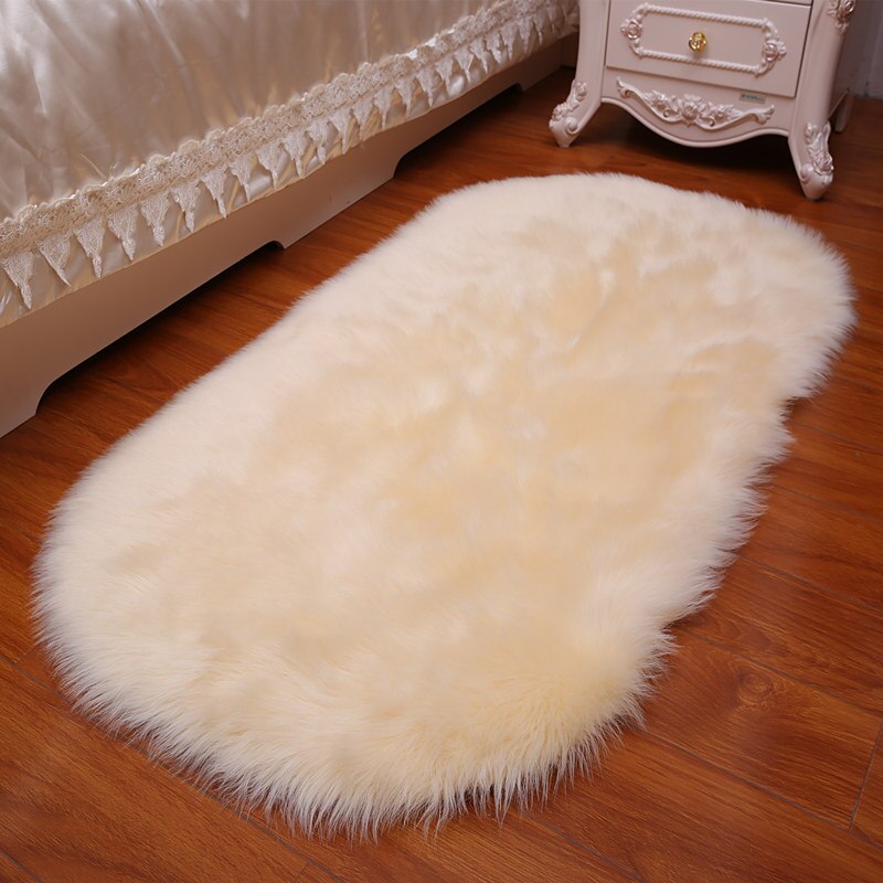 Tapis en peau de mouton moelleux fourrure Faux tapis et tapis pour la maison salon épais lit chambre zone tapis cheveux longs solide tapis décor à la maison