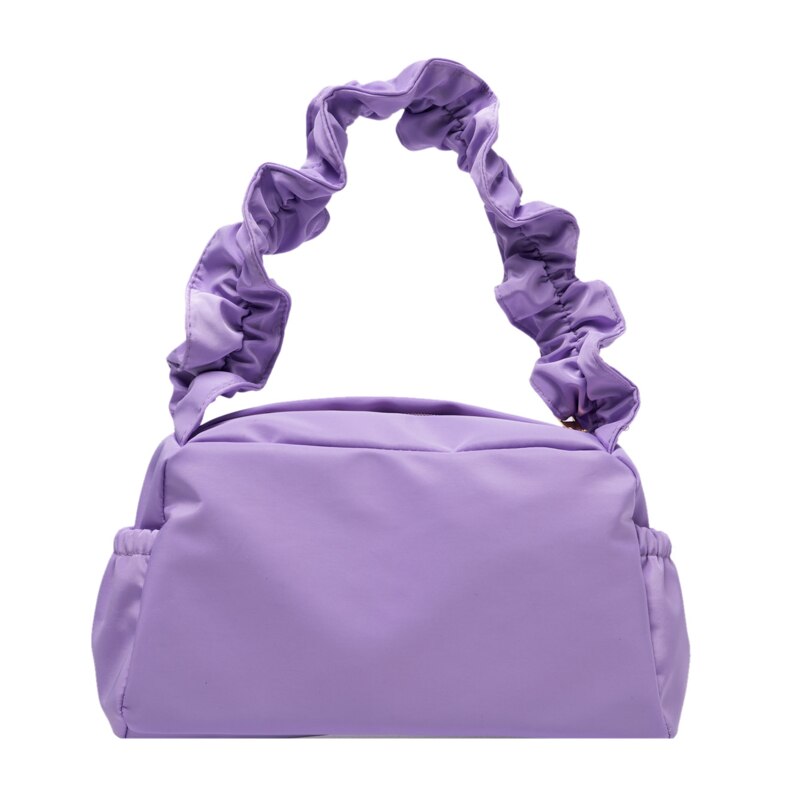 Vintage Nylon Vrouwen Portemonnee Handtassen Mode Plooien Dames Kleine Schoudertassen Retro Vrouwelijke Eenvoudige Oksel Bag Clutch Tote Bolsa: Purple