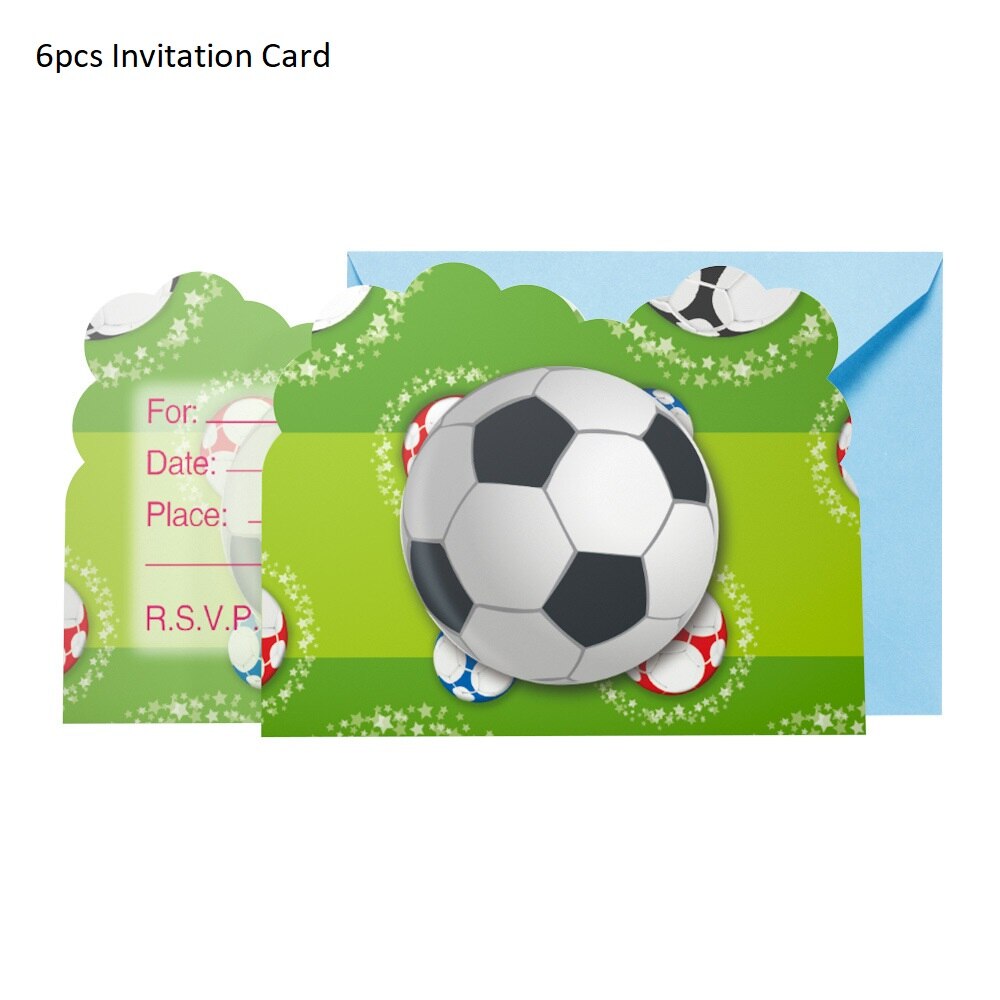 Voetbal Party Servies Papier Plaat Cup Servetten Tafelkleed Banner Gelukkige Verjaardag Event Feestartikelen Voor Jongens Festa: 6pcs Invitation Card