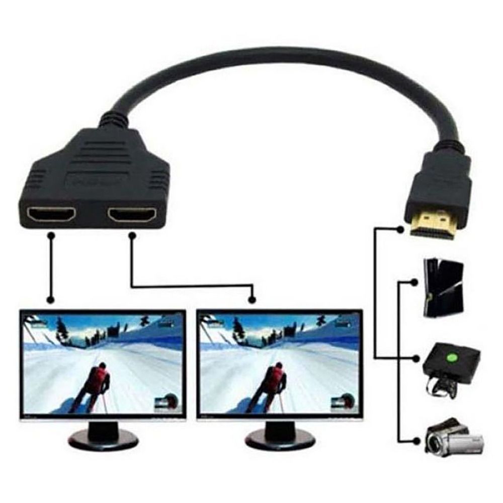 Adaptor splitter hdmi cu 1 intrare și 2 ieșiri, adaptor cablu video cu 1080 fire , monitor birou, pc, laptop