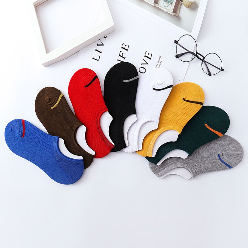 Calcetines náuticos Unisex para hombre y mujer, calcetín Invisible antideslizante de silicona, corte bajo, para primavera, verano y otoño, 5 pares, Size35-42