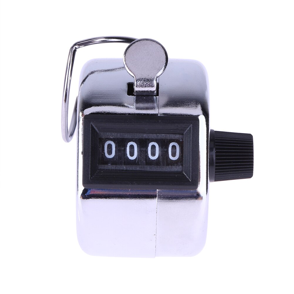4 Digit Number Hand Held Tally Counter Digital Golf Clicker Manual Training Counting Counter Metal Counter: Silver