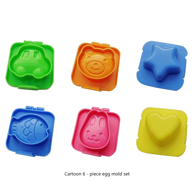 6Pcs / Lot Egg Boiled Mold Cute Cartoon 3D Egg Ring Mold Bento Maker Cutter Decorating Egg Tool Kitchen Home Accessories