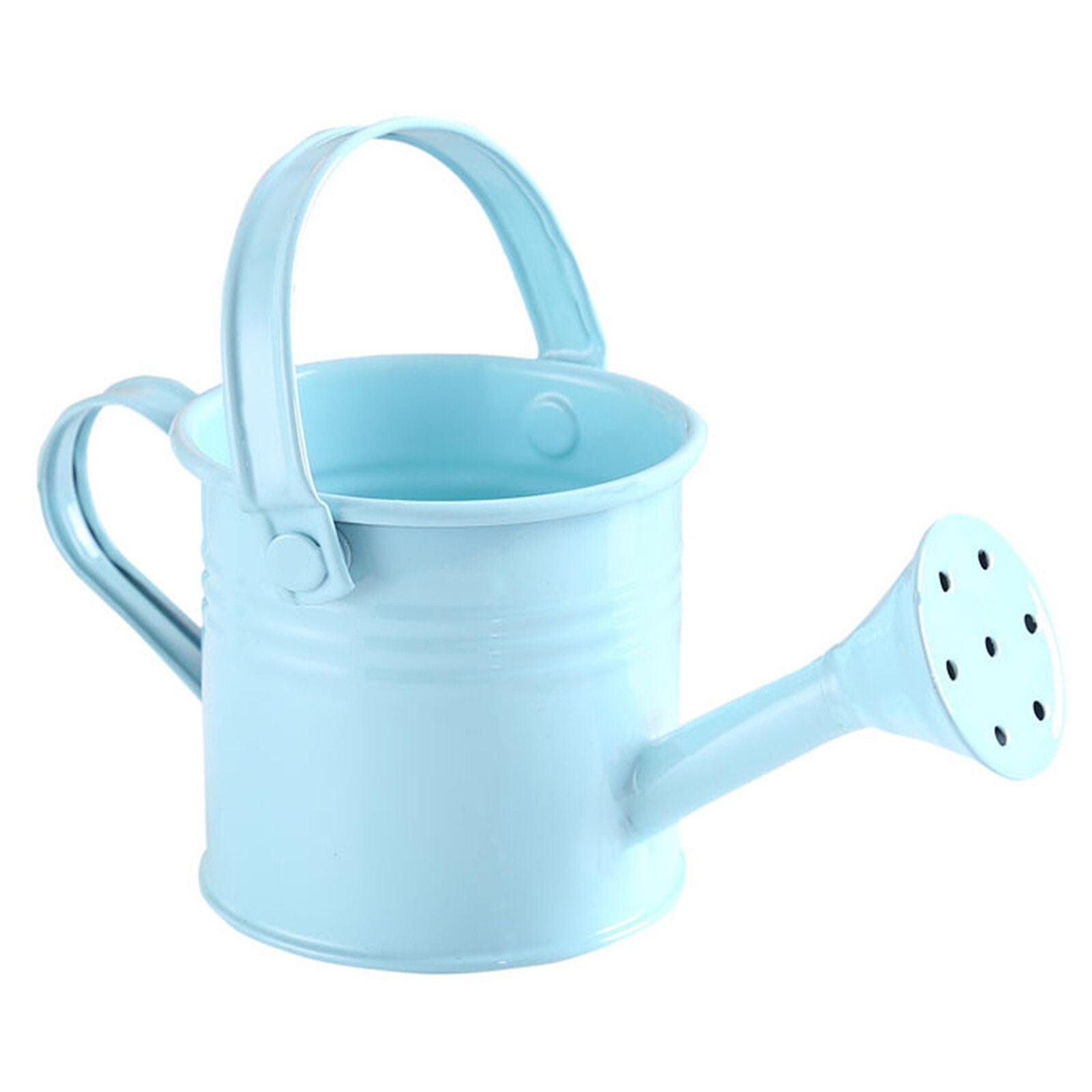 Tin Watering Can Plant Spray Sprinkled Portable Gardening Tools Wrought Iron With Handle Metal Shower: Light blue