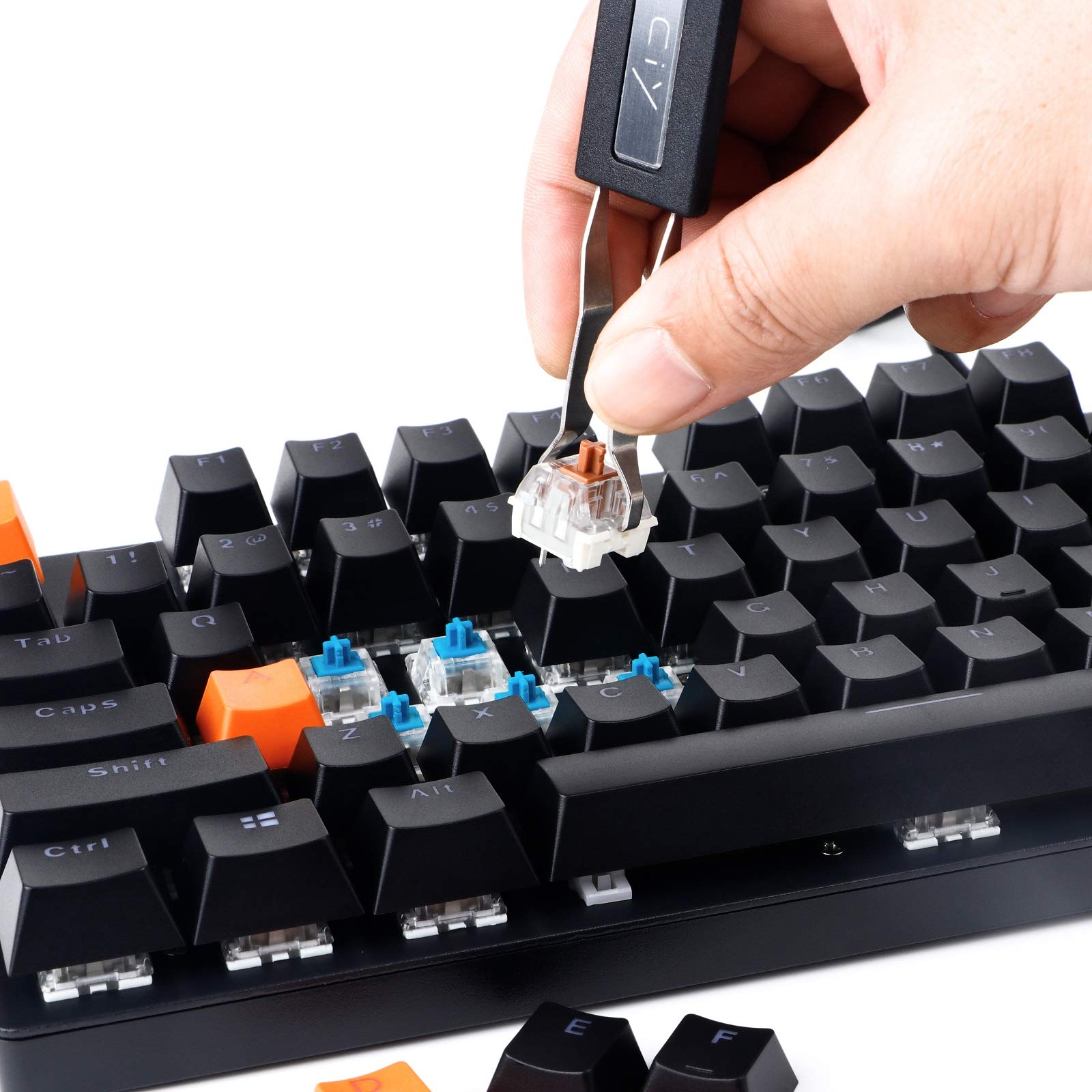 Extractor de teclas de acero inoxidable, herramienta de extracción de teclas con 2 piezas, cepillo de limpieza de teclado mecánico