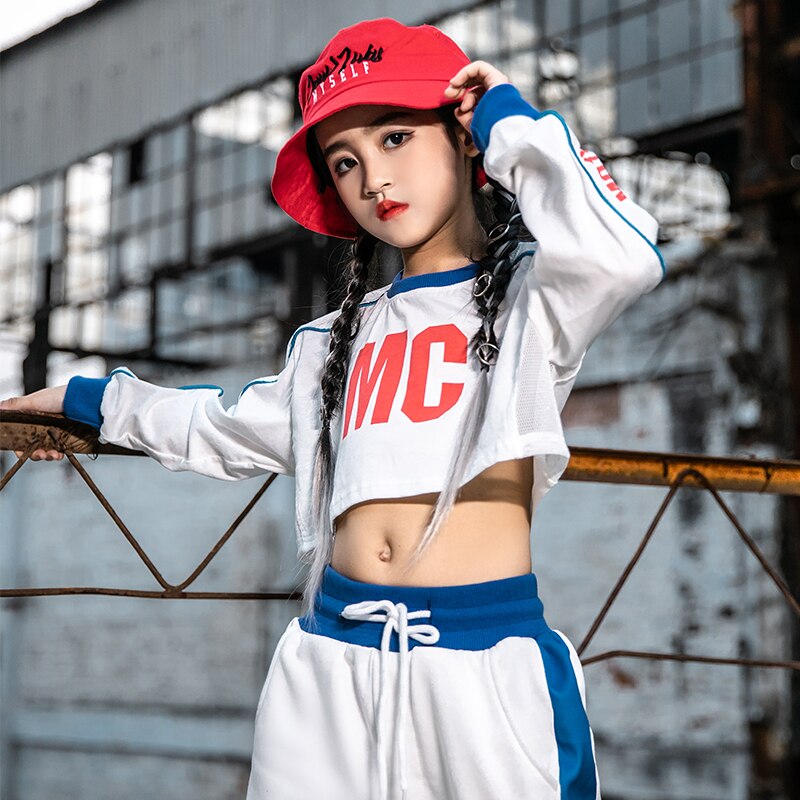 Hip Hop Costumes Girls Street Dance Clothes Kids Jazz Modern Dancing Performance Outfit Children Cheerleading Stage Wear DN4578