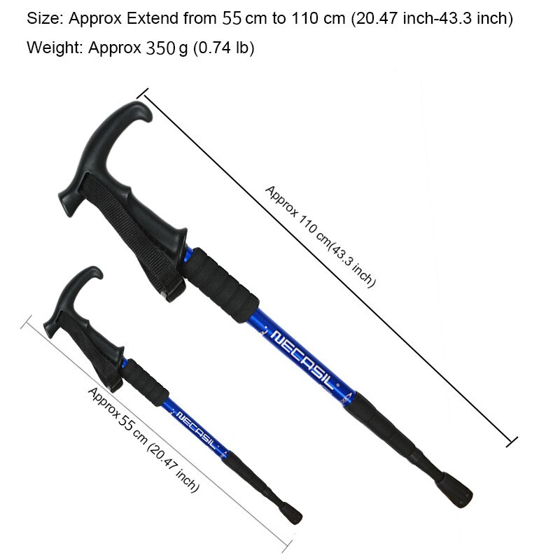 Nordic Walking Poles Adjustable Trekking Poles Telescopic 50-110 cm Anti Shock Telescopic Canes Stick for Outdoor Hiking Camping
