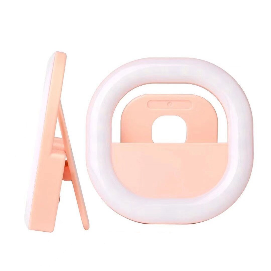 Rechargeable Fill Light Mobile Phone LED Selfie Fill Light Square Live Lamp Clip-on Selfie Lamp For iPhone 13 Xiaomi 11 Google: Pink