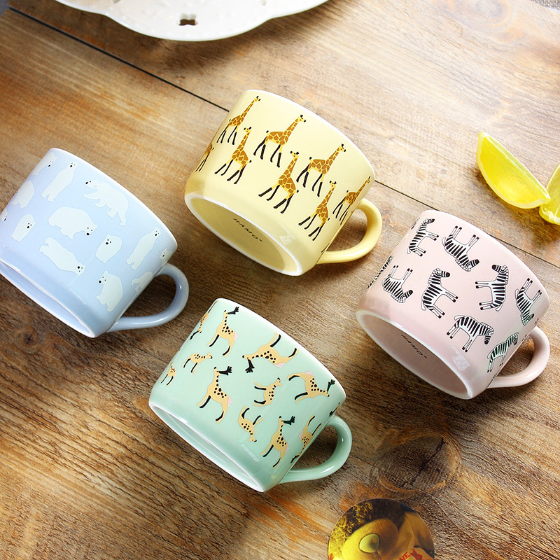 Söta djur giraff kaffekoppar keramiska keramiska koppar