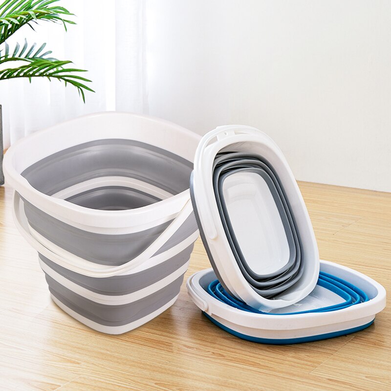 10L Silicone Bucket for Fishing Folding Bucket Car Wash Outdoor Folding Collapsible Supplies Square Bathroom Kitchen Camp Bucket