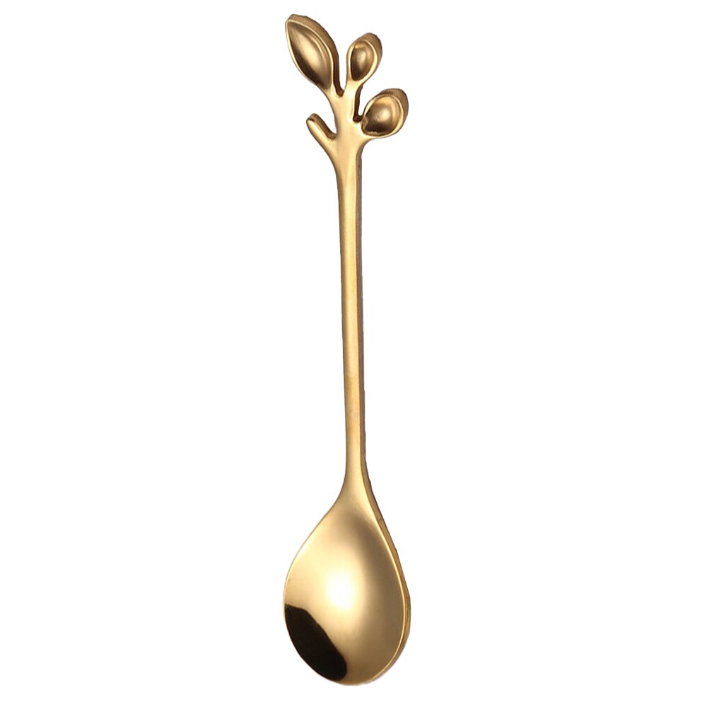 Leaf Shape Handle Spoon Coffee Spoon Dessert Snack Scoop Exquisite Stainless Steel Teaspoon for Kitchen Tableware Gadgets Tool: 02