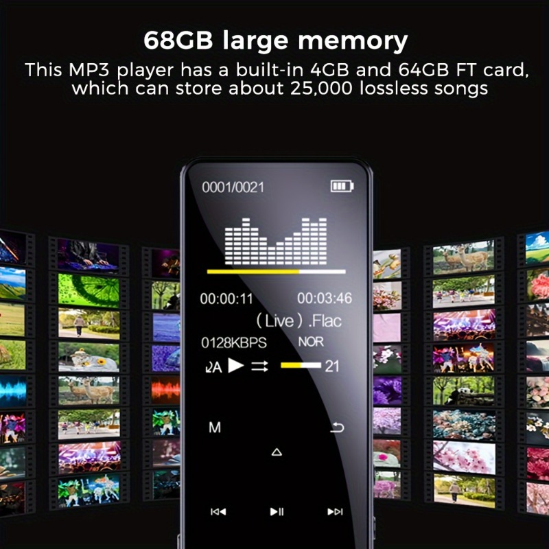 C6 Touch Button Lossless MP3 Player with Bluetooth 5.0, Picture Viewing, FM Radio,Recording, Durable Zinc Alloy Body