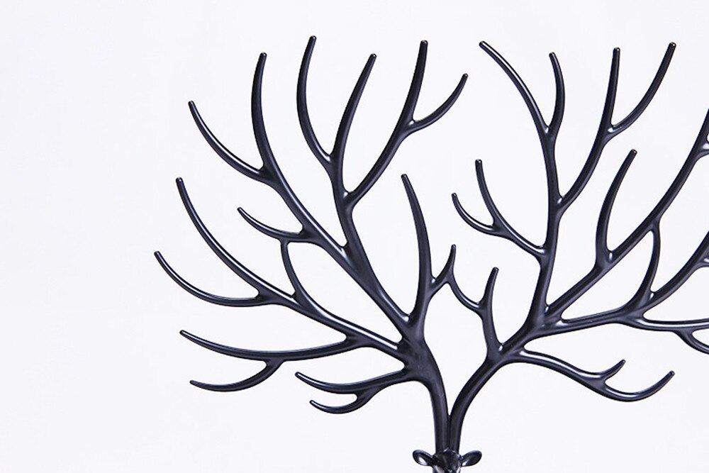 Deer Head Jewelry Display Stand Jewelry Pendant Earrings Necklace Display Stand Organizer Holder Deer Stand Tray Tree Storage#25: Black