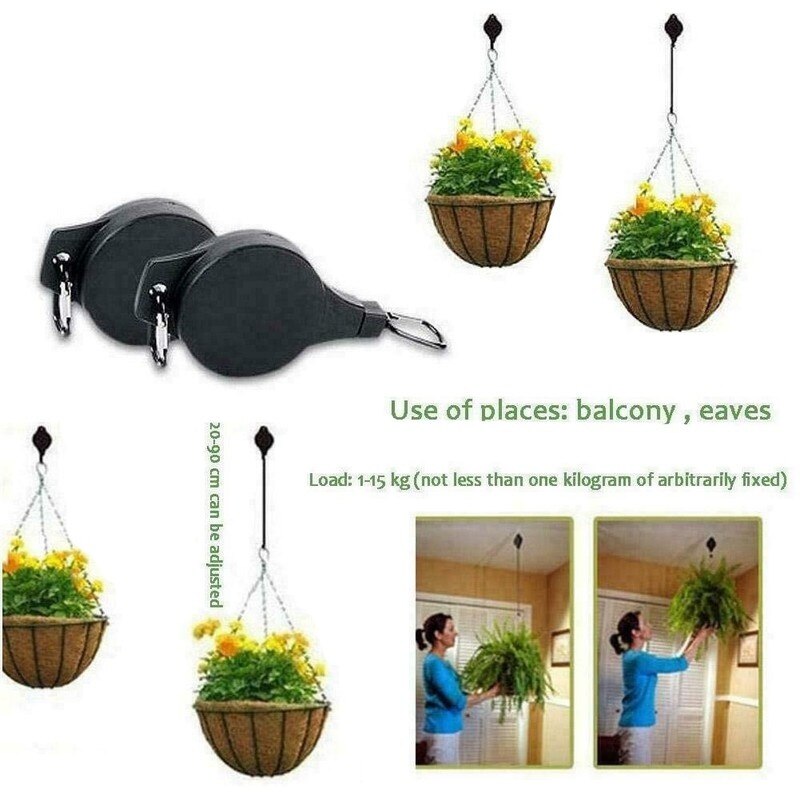 Plant Katrol Hanger, Intrekbare Plant Haak Katrol, Verstelbare Heavy Duty Plant Opknoping Katrollen Voor Tuin Manden Vogel Feeder