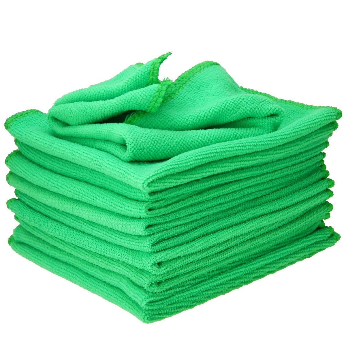 Mayitr 10pcs Microfiber Wash Clean Towels Cleaning Cloths Car Furniture Cleaning Duster Soft Cloths 30x30cm Green