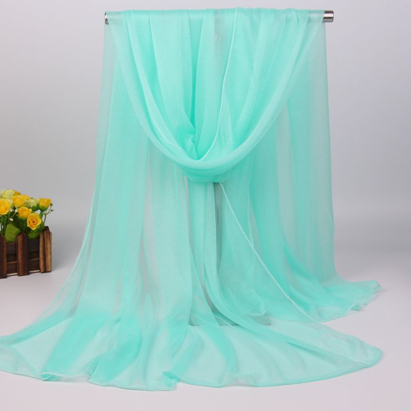 Women Chiffon Scarves Lady Soft Long Shawl Wrap Scarf Solid Color