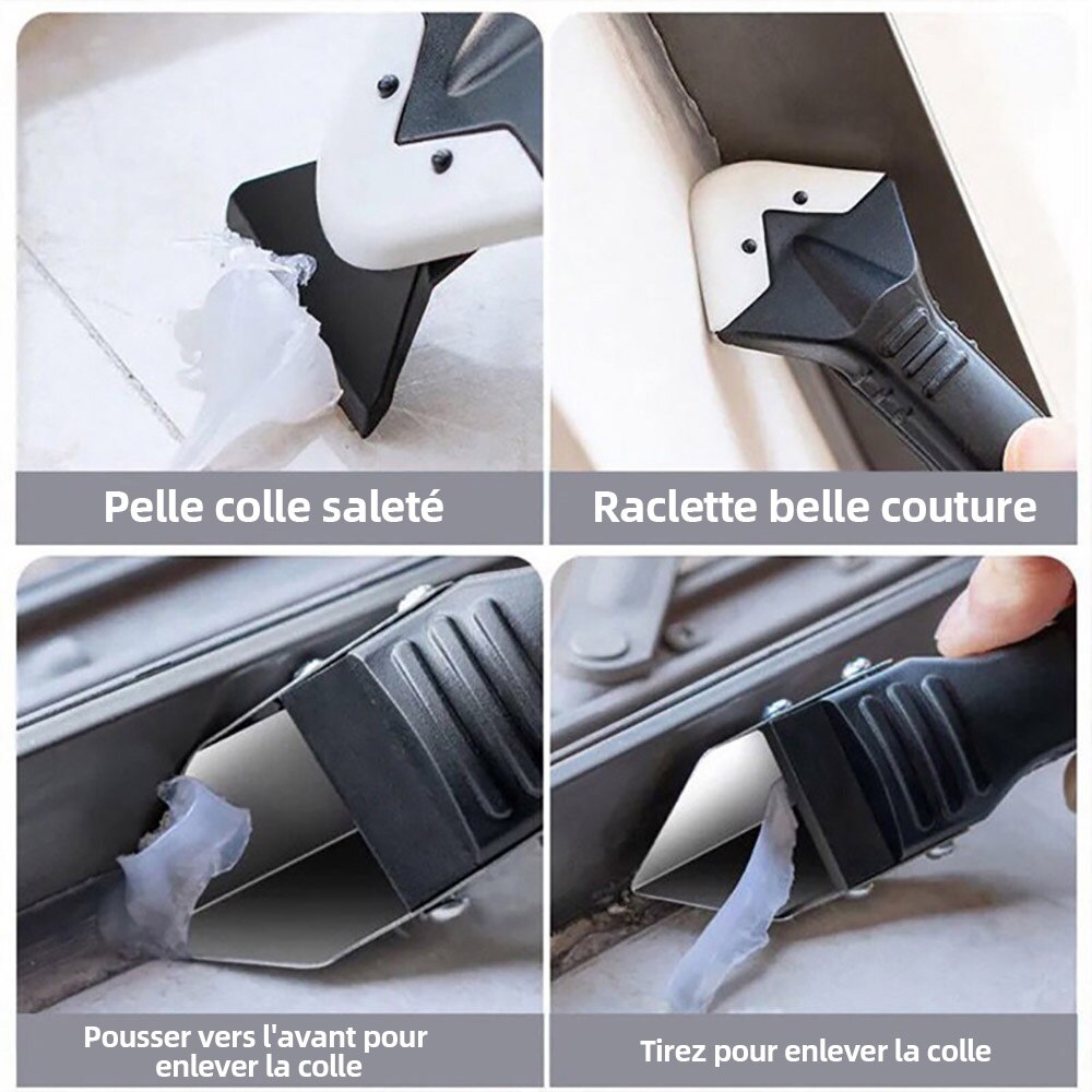 Raspador de silicona 5 en 1, removedor de calafateo, cuchillo de ángulo, espátula de costura de belleza, herramienta de costura de belleza, 4 piezas, herramienta de eliminación de moldes de suelo de pegamento