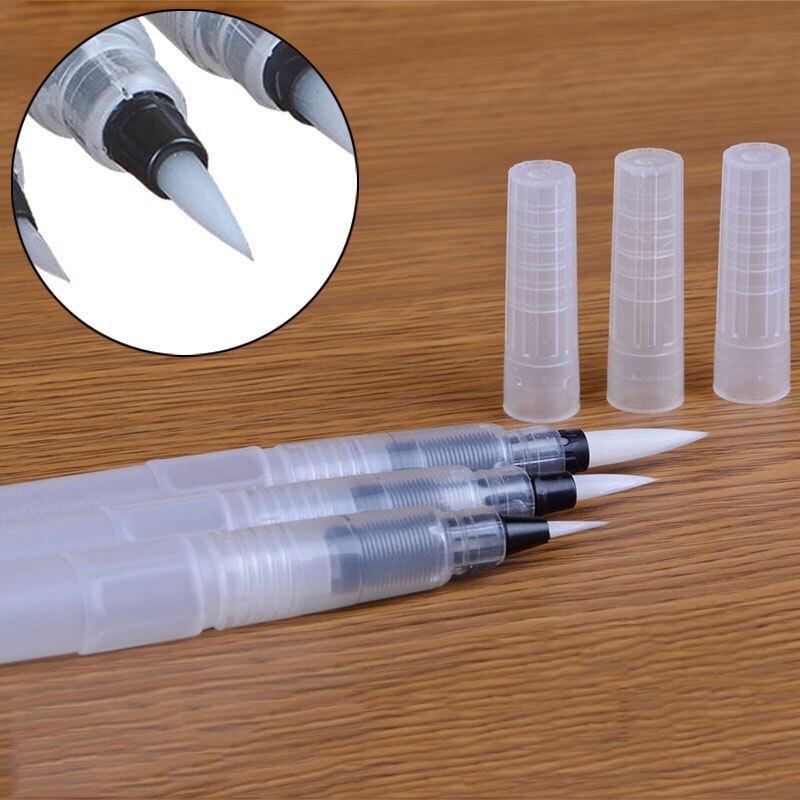 3Pcs /set Refillable Ink Color Pen Water Brush Painting Calligraphy Illustration Pen Office Stationery XHC88