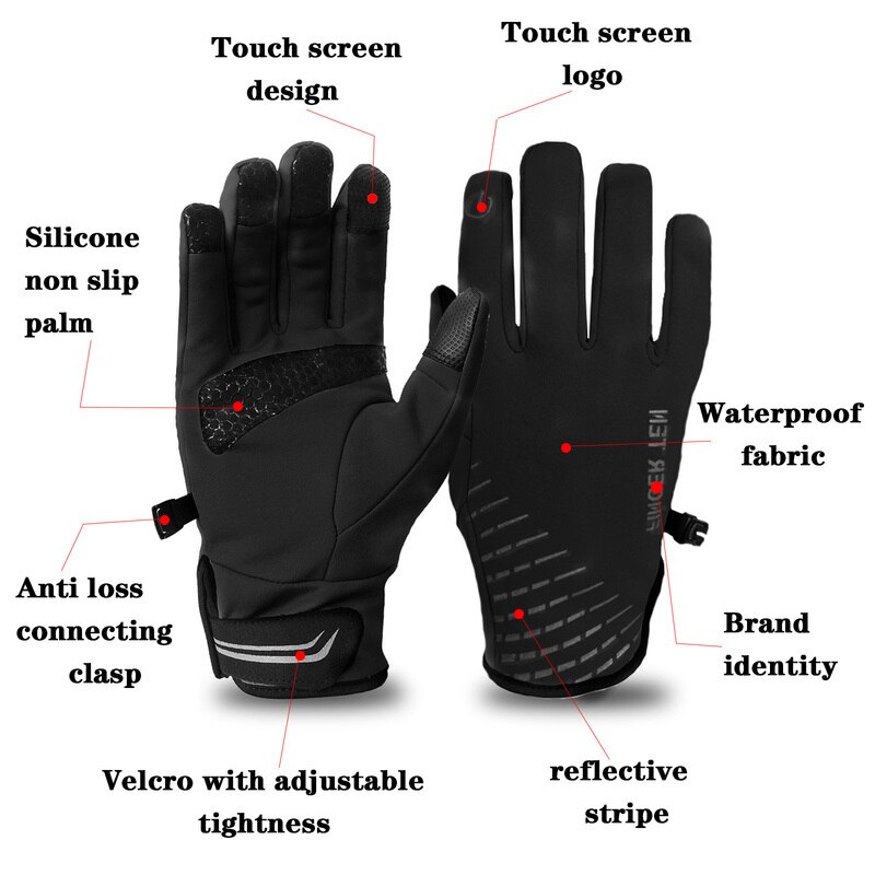 Verbeterde Pluis Warme Winter Handschoenen Waterdichte Touchscreen Anti Slip Voor Mannen Vrouwen Running Fietsen Voetbal Skiën
