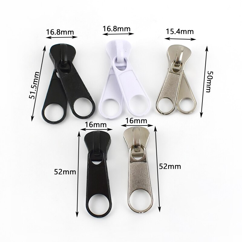 Meetee 5Pcs 10# Double Sided for Resin Zippers Head Zipper Slider Clothes Sewing Zips Puller Replaceable Accessories Repair Zip