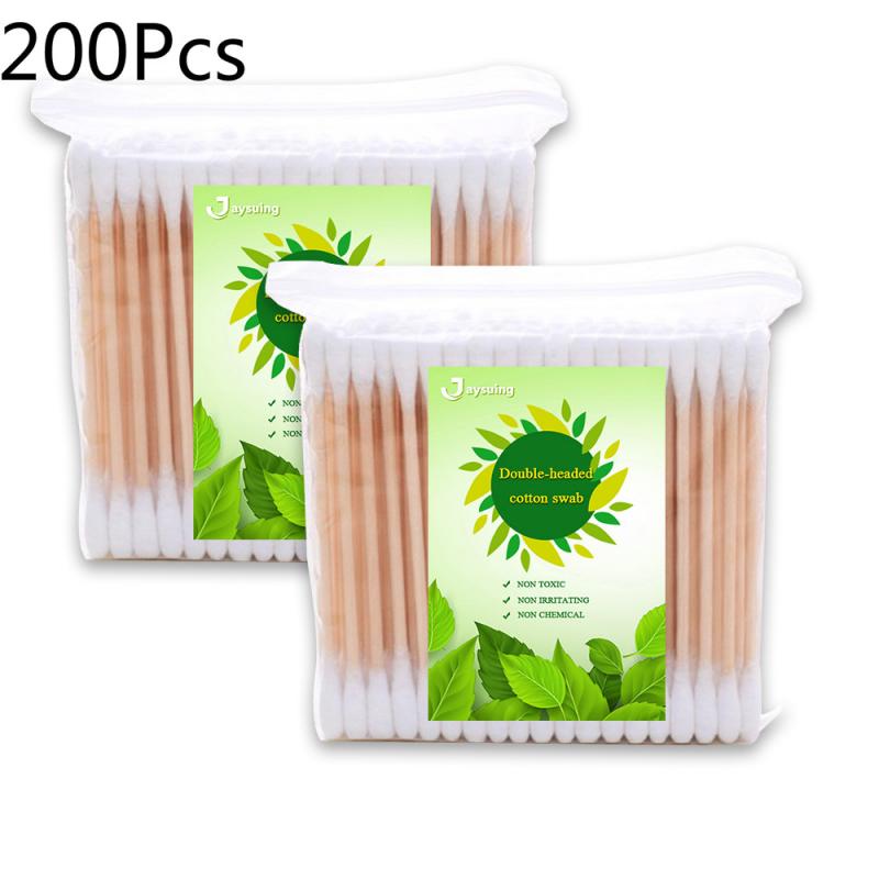 500/200/100Pcs Wegwerp Double Headed Wattenstaafjes Make Wattenstaafjes Neus Oor Schoonmaken Wood Sticks Katoen swabs Cotonete: 08