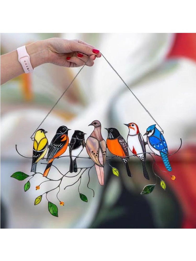 Stained Bird Glass Window Hangings Acrylic Wall Hanging Birds Decor Room Accessories Scandinavian Decor Mothers Day