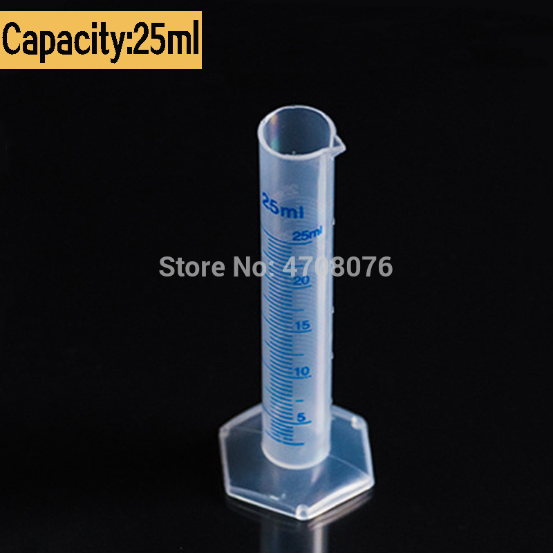Asteikolla varustettu muovisylinteri sinisellä asteikolla pp lab mittaustyökalu vakaa pohja kemialliseen kokeeseen 10-25-50-100ml 4 kpl/setti
