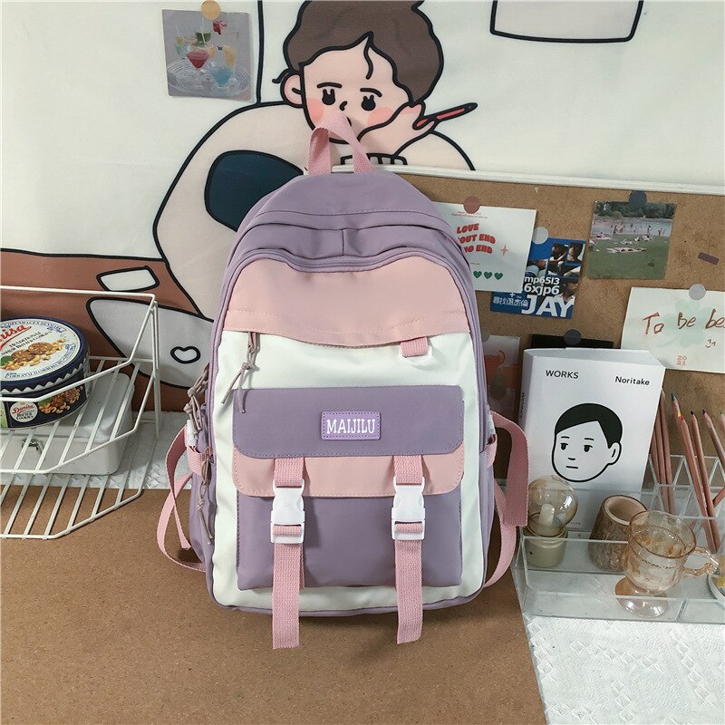 Schultaschen für Teenager-mädchen, schülerinnen-Rucksack für sterben hoch Schule, damen-schultasche Ich bin Patchwork-stil, lässig , 2022: Lila