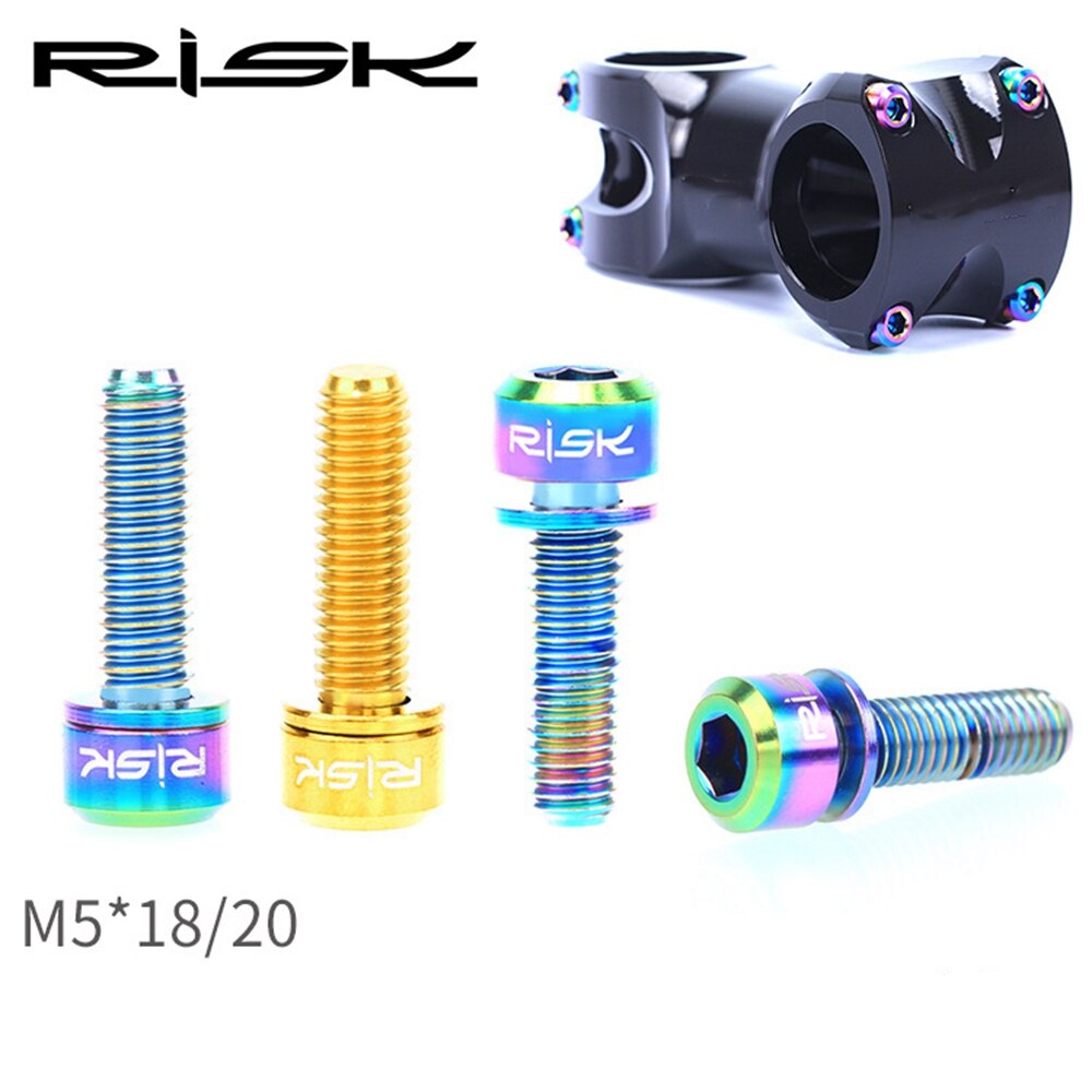 6 stuks  m5 x 18mm/ m5 x 20mm stuurpenbouten schroeven met ring ultralicht stuur mtb stuur titanium bout ringen fiets fietsonderdelen