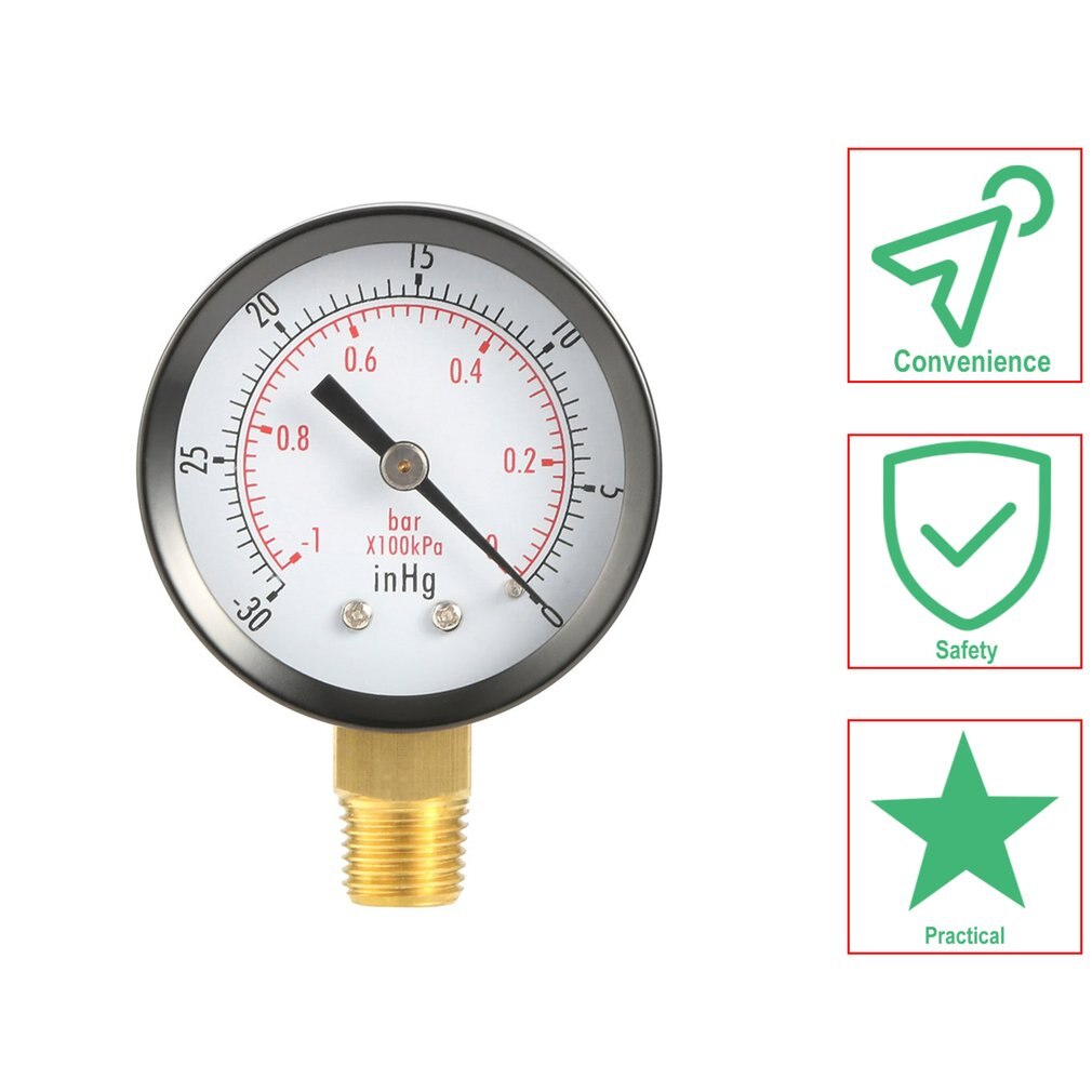Vacuum Manometer Mini Dial Portable Dual Scale Dial Gauge 1/4" NPT -30HG/0PS Vacuum Pressure Meter 2" Dial Digital Display Gauge