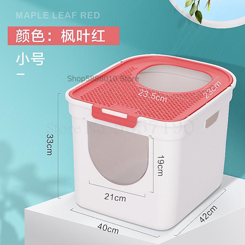 Cat litter box Fully closed drawer Top-entry splash-proof cat supplies Deodorant feces bowl Extra large oversized cat toilet: 42x40x33cm  8