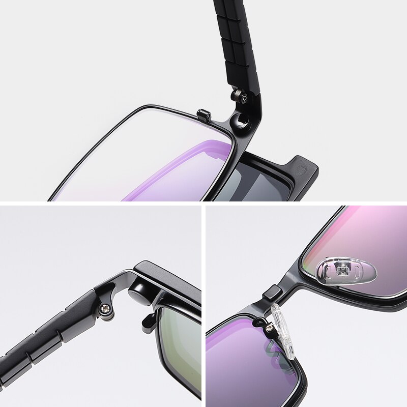 Gafas graduadas magnéticas con Clip para hombre, montura de gafas polarizadas, gafas de óptica para miopía, con imán transparente