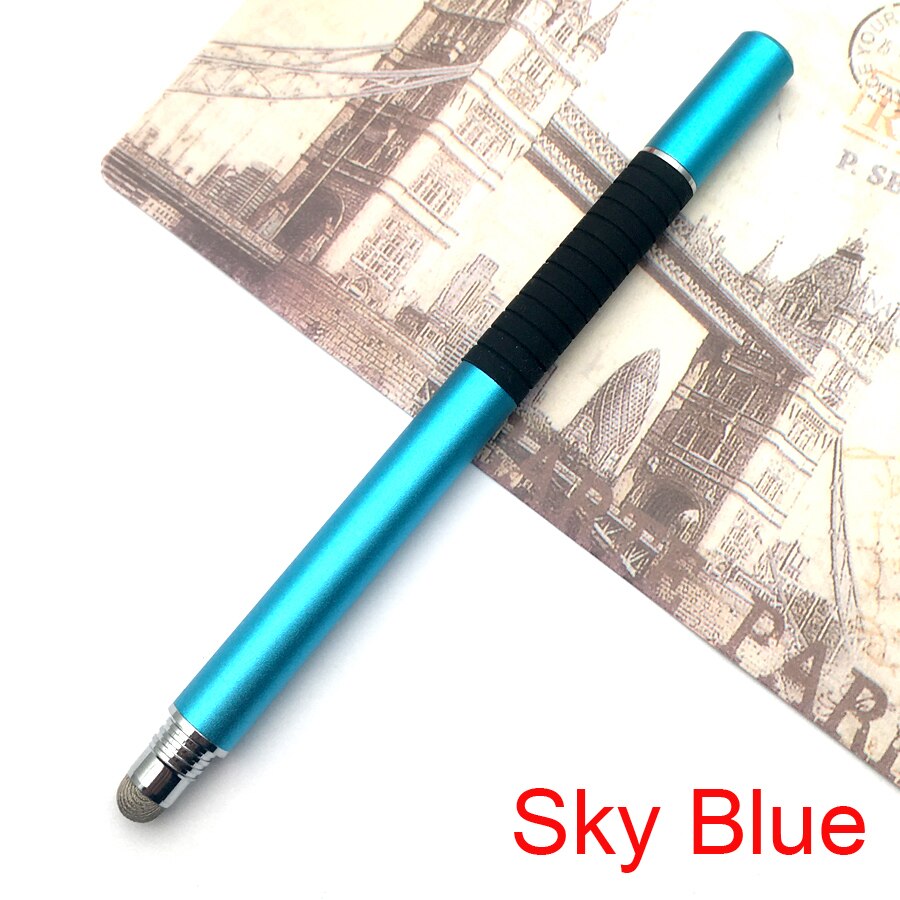 5pcs 2 in 1 Multi-function Touch Screen Pen Universal High Precision Capacitive Fiber Fine Point Disc Stylus for PhoneTablet: sky blue