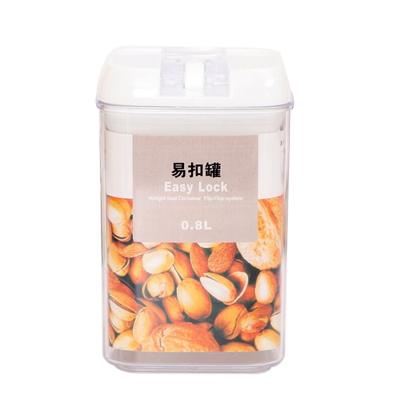 PP Food Storage Box Plastic Clear Container Set with Pour Lids Kitchen Storage Bottles Jars Sealed Dried Grains Tank 0.4L-1.2L: D  0.8L