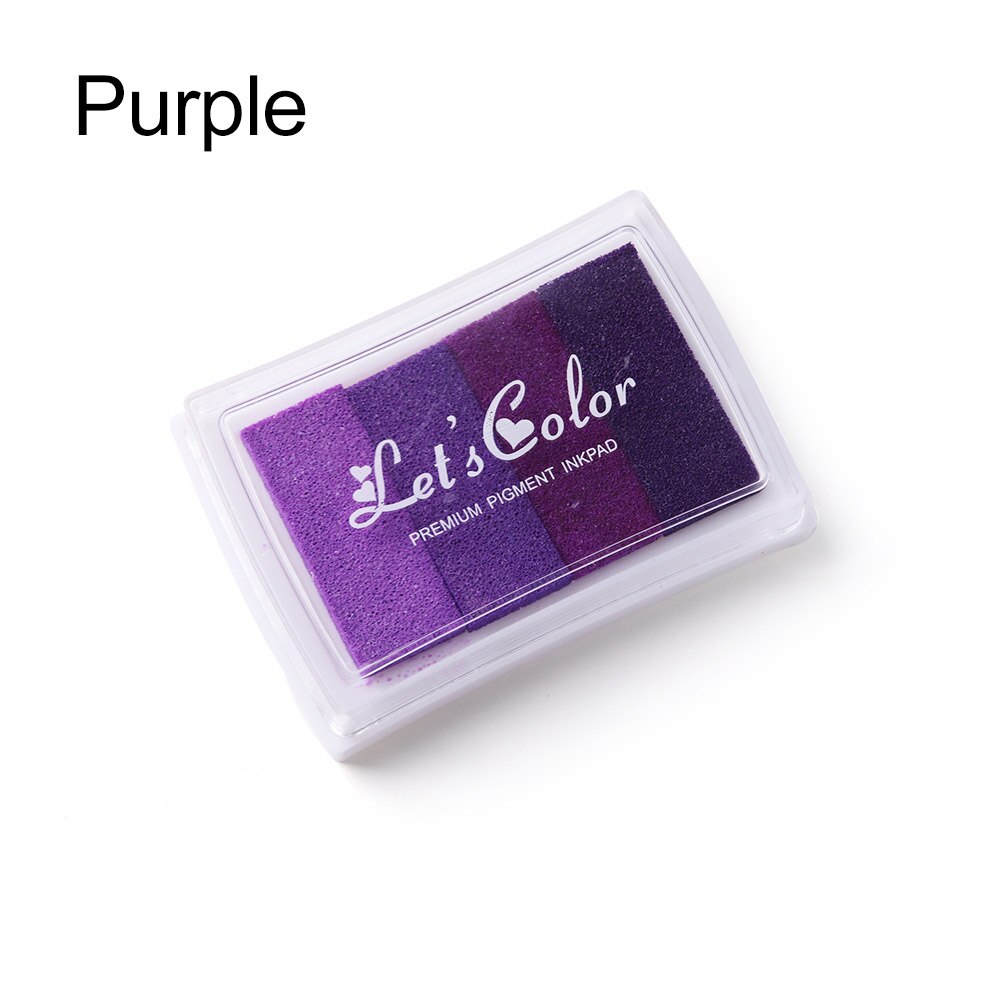 Kleurrijke niet-giftige inktkussen met kleurverloop, stempelkussen met rubberstempel op oliebasis, vingerafdrukken, leuk voor kinderen, doe-het-zelf kunst: Paars