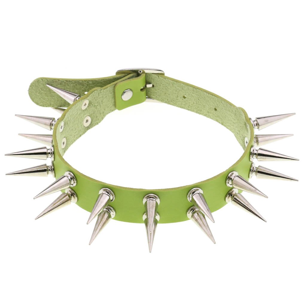 DIEZI Gothic Sexy 16 kolorowa skóra PU naszyjnik kobiety w stylu Vintage moda nit wisiorek w kształcie gwiazdy Choker naszyjniki 2021 nowa biżuteria: green