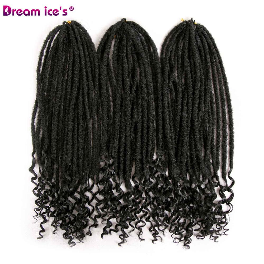 Dream Ice's Goddess Hair Ombre Faux Locs Crochet Braids 20inch Soft Natural Braid Dread Lock Synthetic Braiding Hair Extension: #1 / 9Pcs/Lot