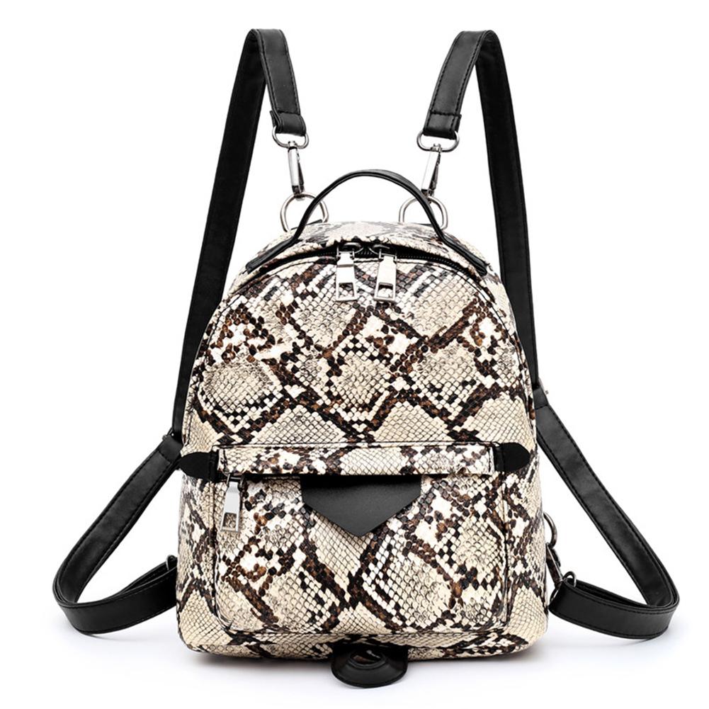 Sac à dos Vintage imprimé serpent pour femmes, sac à bandoulière en cuir PU Serpentine, grande capacité de voyage en plein air, sac à dos quotidien: Default Title