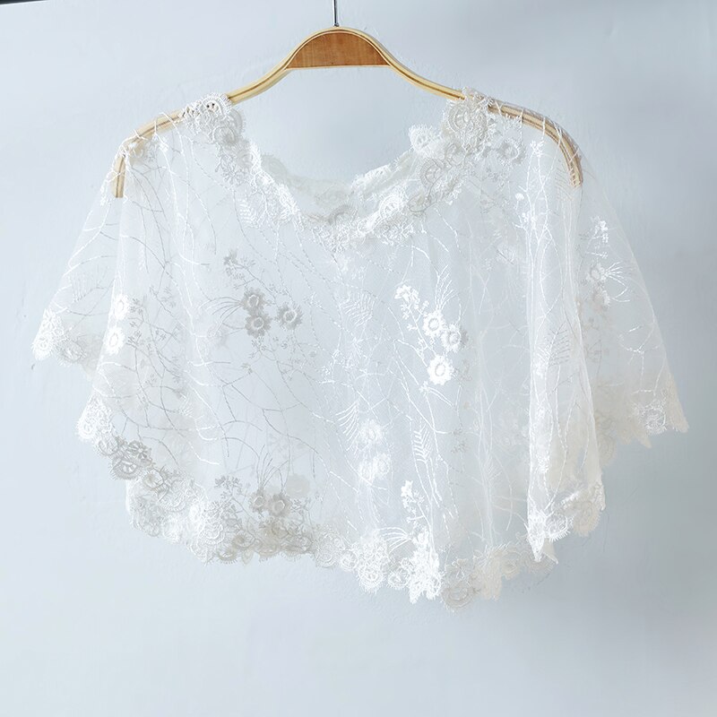 Bolero de encaje para mujer, capa blanca corta para boda, vestido de noche, chal, Bolero, chal de encaje
