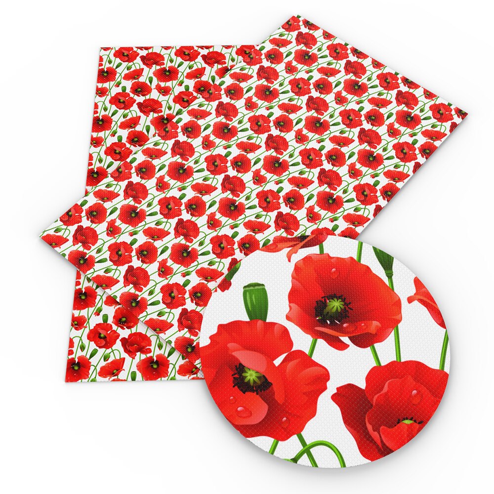 Gladde Textuur Faux Kunstleer Vel Bloemenprint Synthetisch Leer Stof Voor Bow Ambachten Diy Handgemaakte Materiaal, 1Yc20883: 1102724028 / Half Yard 50 X120cm