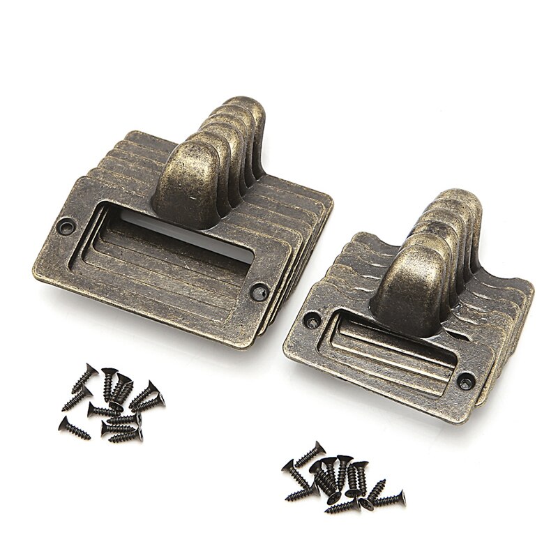 6x Handle File Name Card Cabinet Label Holder Antique Brass Drawer Pull Frame Furniture Hardware