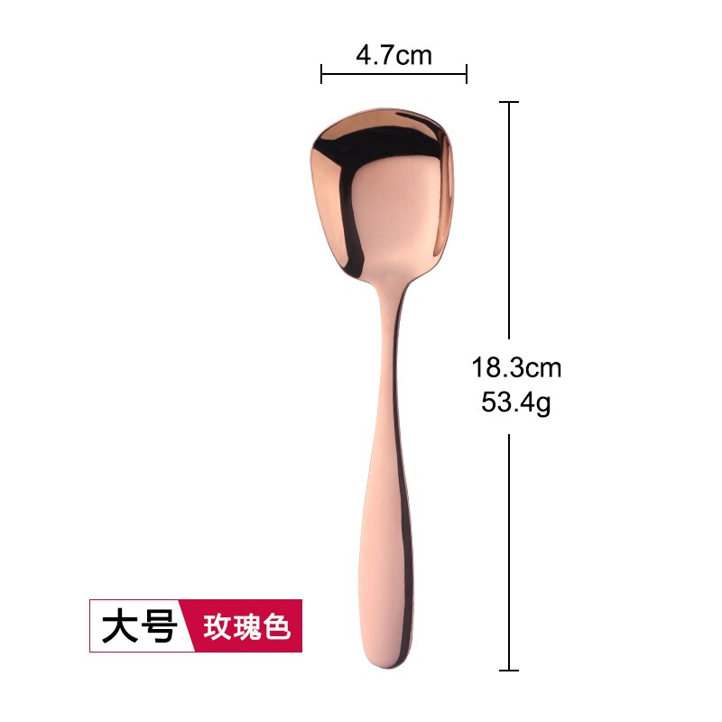 Buyer Star Stainless Steel Square Spoon S M L Rice Spoon Set Dinner Sponn Tableware For Kids &amp; Adult Kitchen Accessory: Rose Gold Large