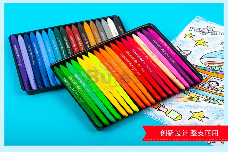 Maped Plastic crayon 12/24/36 color children's safety non dirty triangle crayon graffiti color pen set drawing art supplies