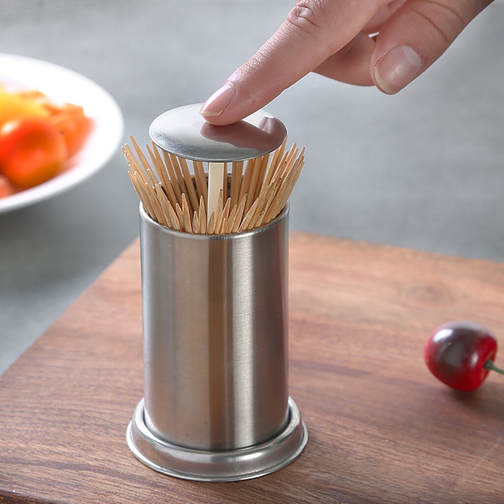 Sjov tandstik dispenser rustfrit stål tandstik holder stash hærder dent tandstikker dispenser porta stuzzicadenti