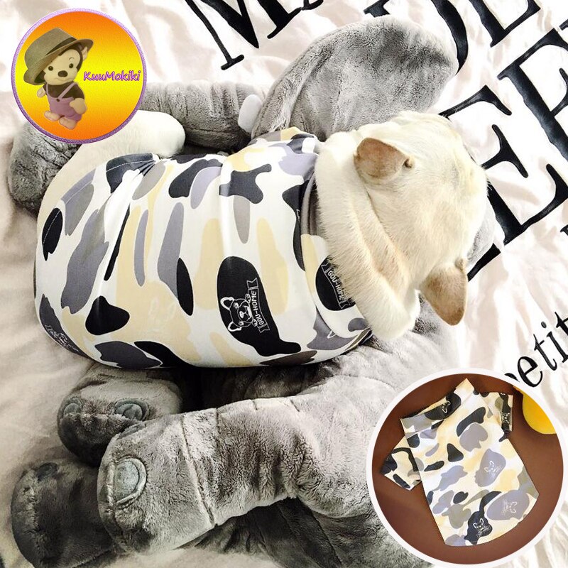 Nieuwkomers camouflage huisdieren t-shirt Puppy shirts hond kleren huisdier jas Vestidos honden vest Kleding Hond Franse Bulldog kleding