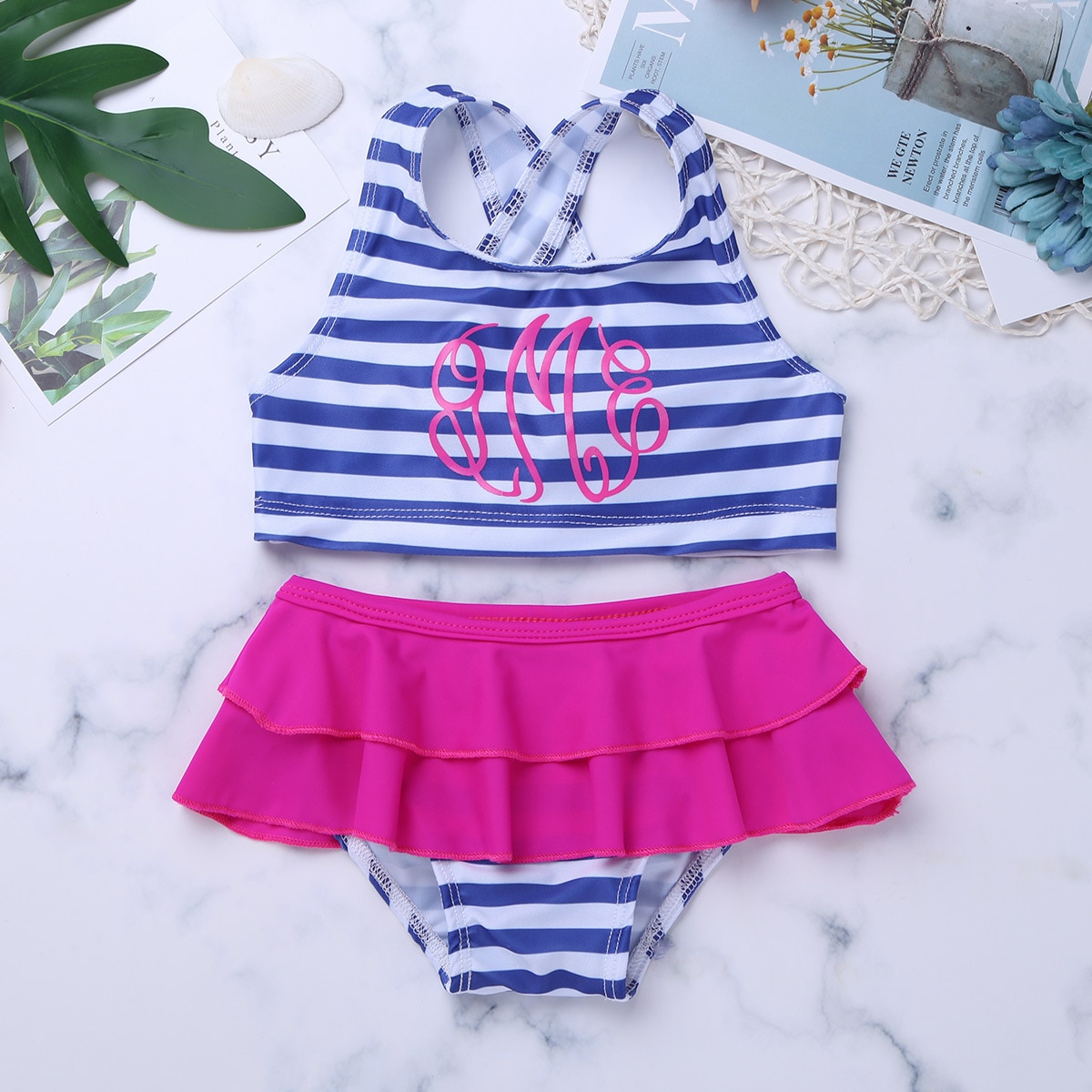TiaoBug Kids Meisjes tweedelige Gestreepte Tankini... Grandado