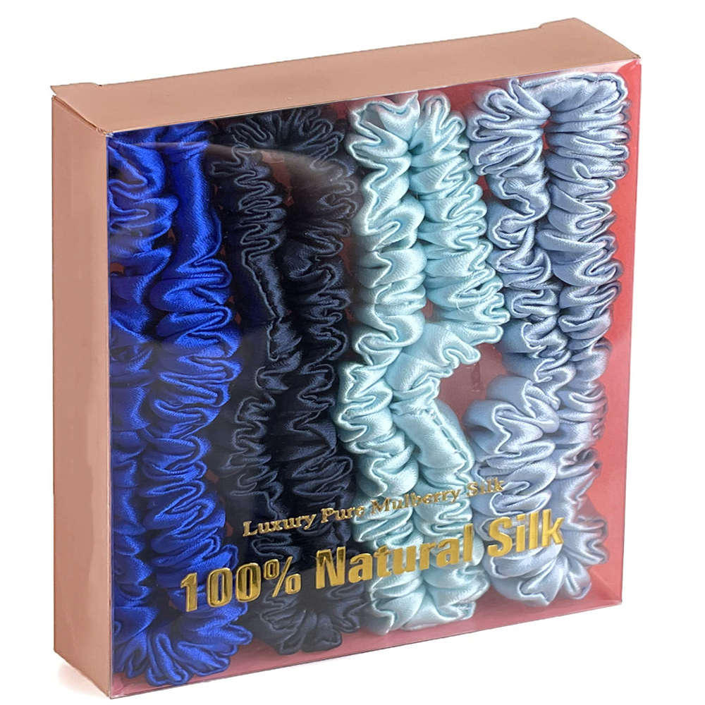 3/4Pcs Box Moerbei Zijde Haar Chouchou Handgemaakte Haarbanden Vrouwen Meisje Haaraccessoires Pure Kleur Natuurlijke hairties