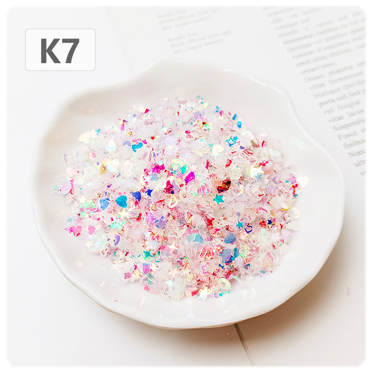 20g 3mm-8mm Sequins PVC Flat Five-pointed Star Heart Shell Mixed Loose Sequin Paillettes Sewing Craft DIY Scrapbooking: K7