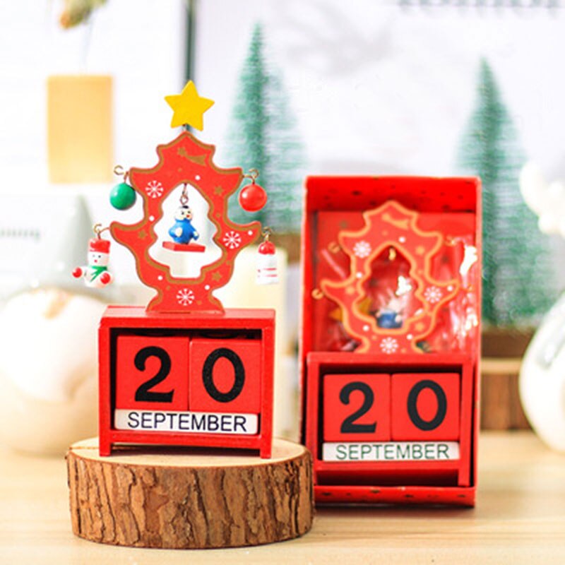 Calendario Vintage perpetuo Manual de madera, accesorio de escritorio para oficina, de Navidad, decoración del hogar: 4